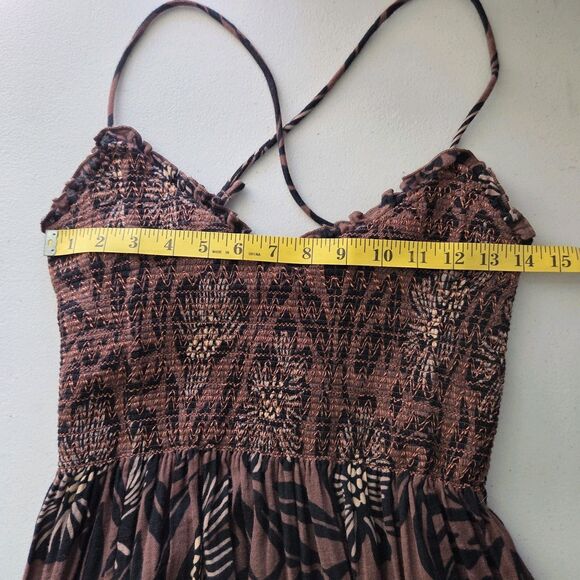 Free People Sweet Nothing Midi/Maxi Dress Women Med Brown Patina Combo Vacation - Picture 5 of 15